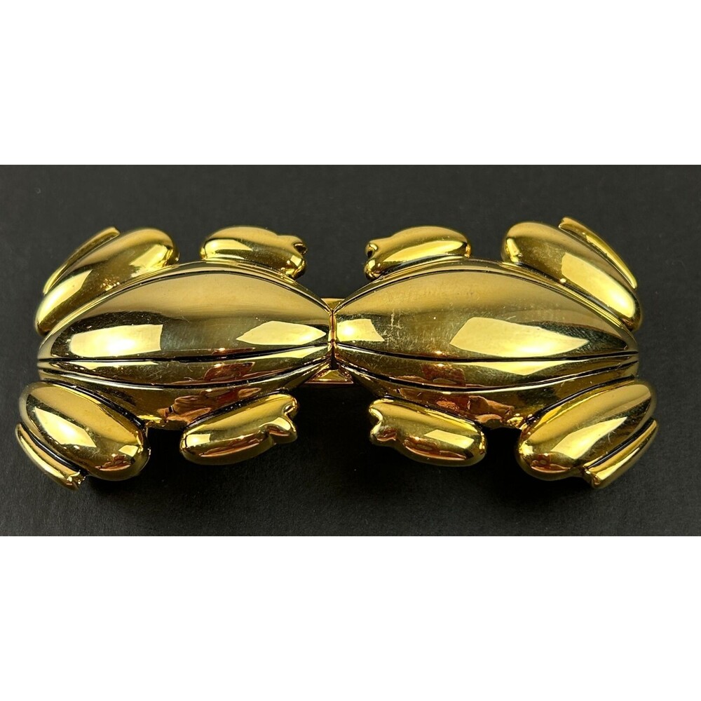 Vintage Paquette Frog Interlocking Belt Buckle Gold Tone Signed